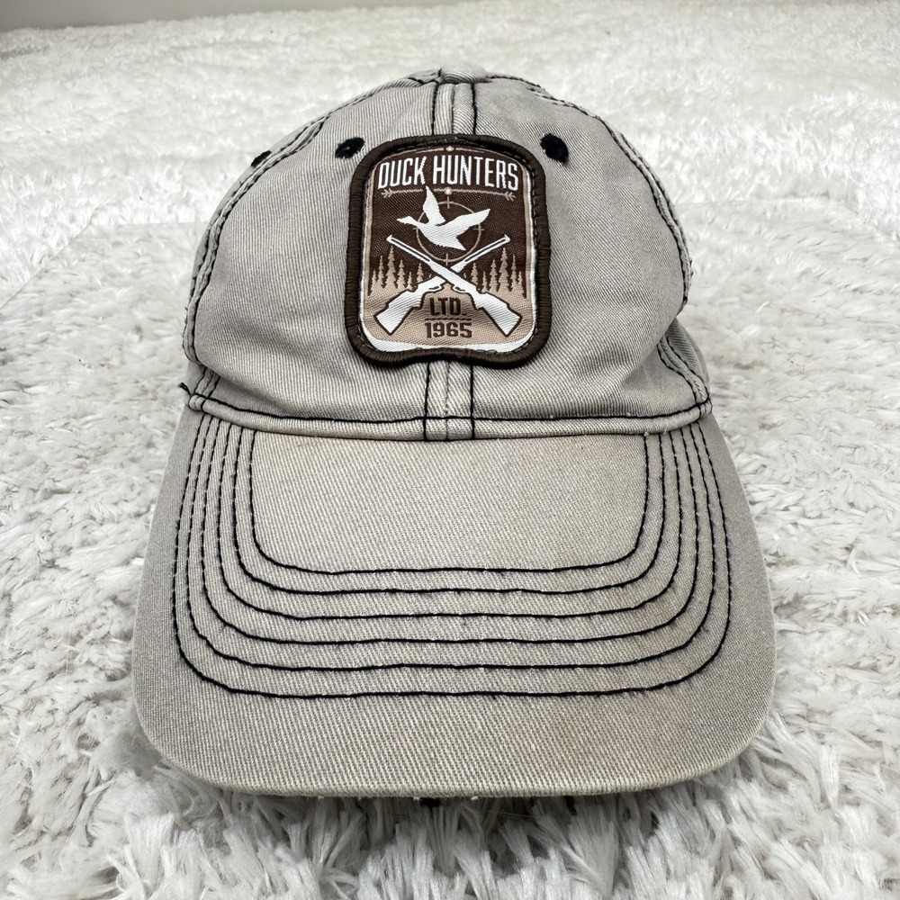 Duck Hunters Hat Cap Strap Back Patch Embroidered Canvas Hunting Outdoors Pugs